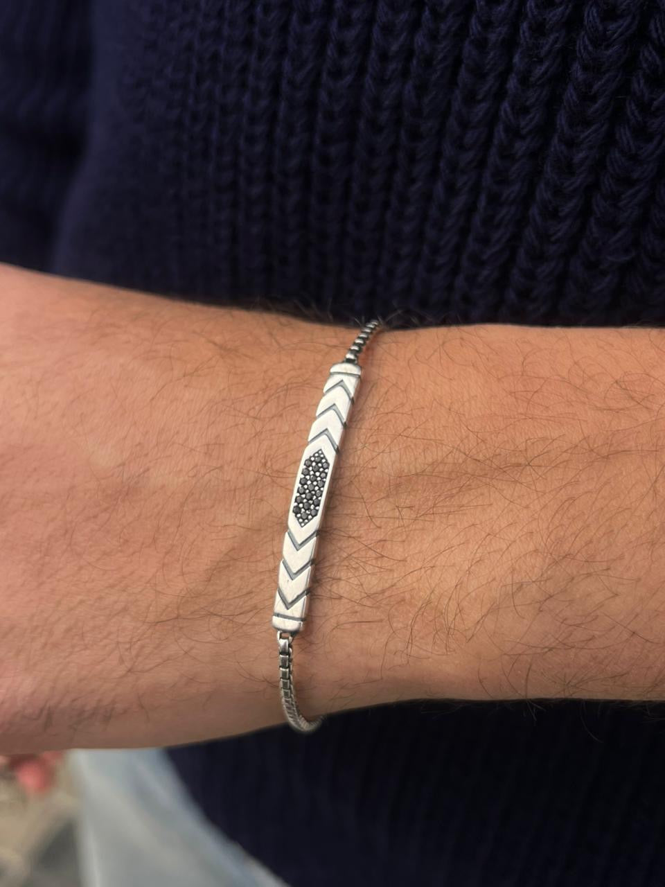 Arrow Zirconia Bracelet for Men's Sterling Silver 925s-(20cm-4mm)