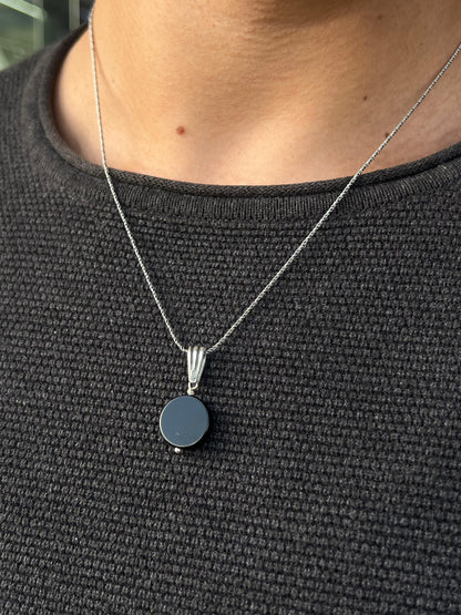 Onyx -Wire Necklace for Men's Sterling Silver 925s