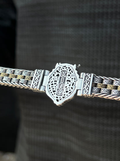 Emerald eyes King lion head bracelet for men 925s