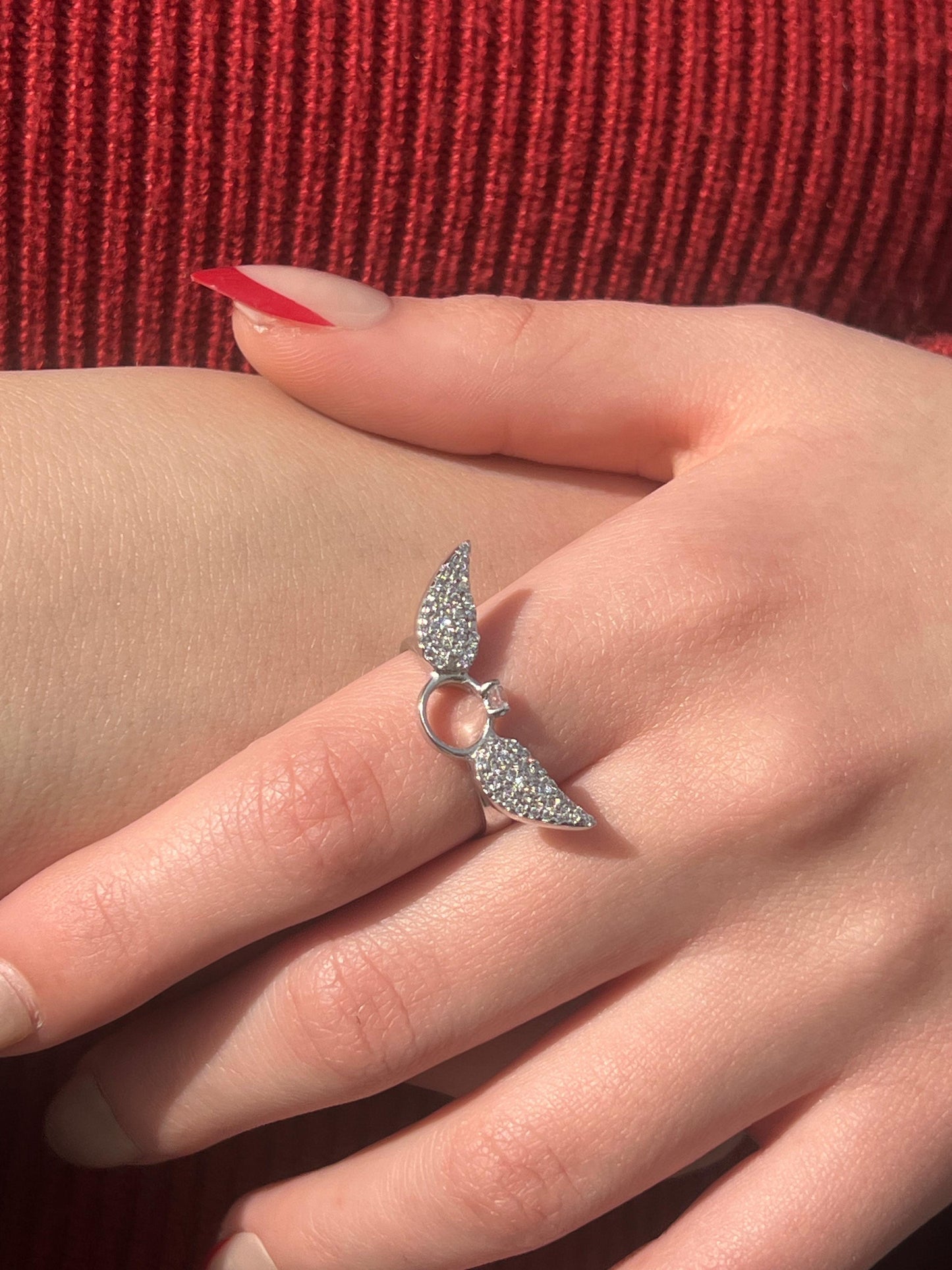Winged Ring In Sterling Silver S925