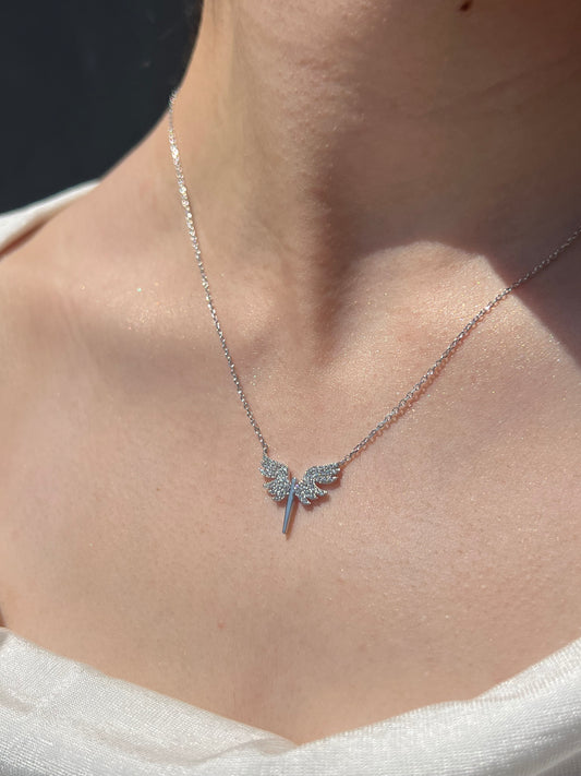Shining Guardian Angel Necklace- Italian sterling Silver-925s