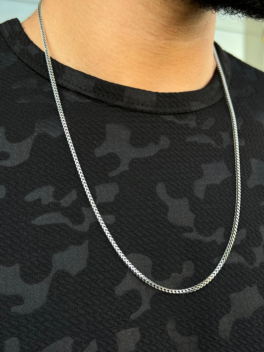 V Cut Necklace for Men's Sterling Silver 925s-59cm-3mm