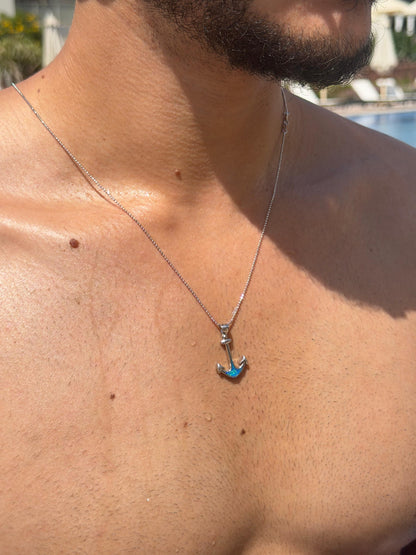 Anchor Opal Necklace in Sterling Silver 925s