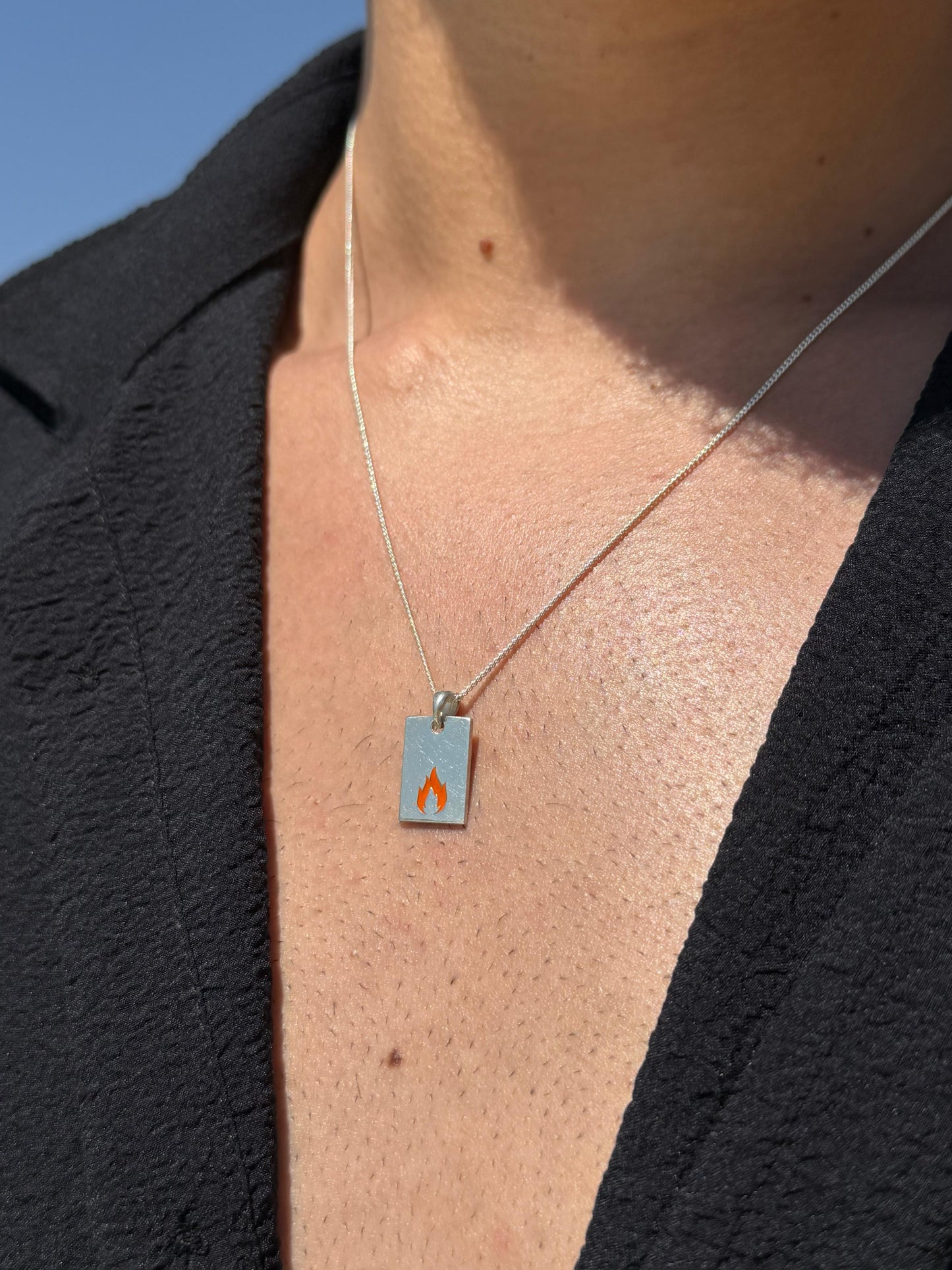 Flam Bar Necklace in Sterling Silver 925s