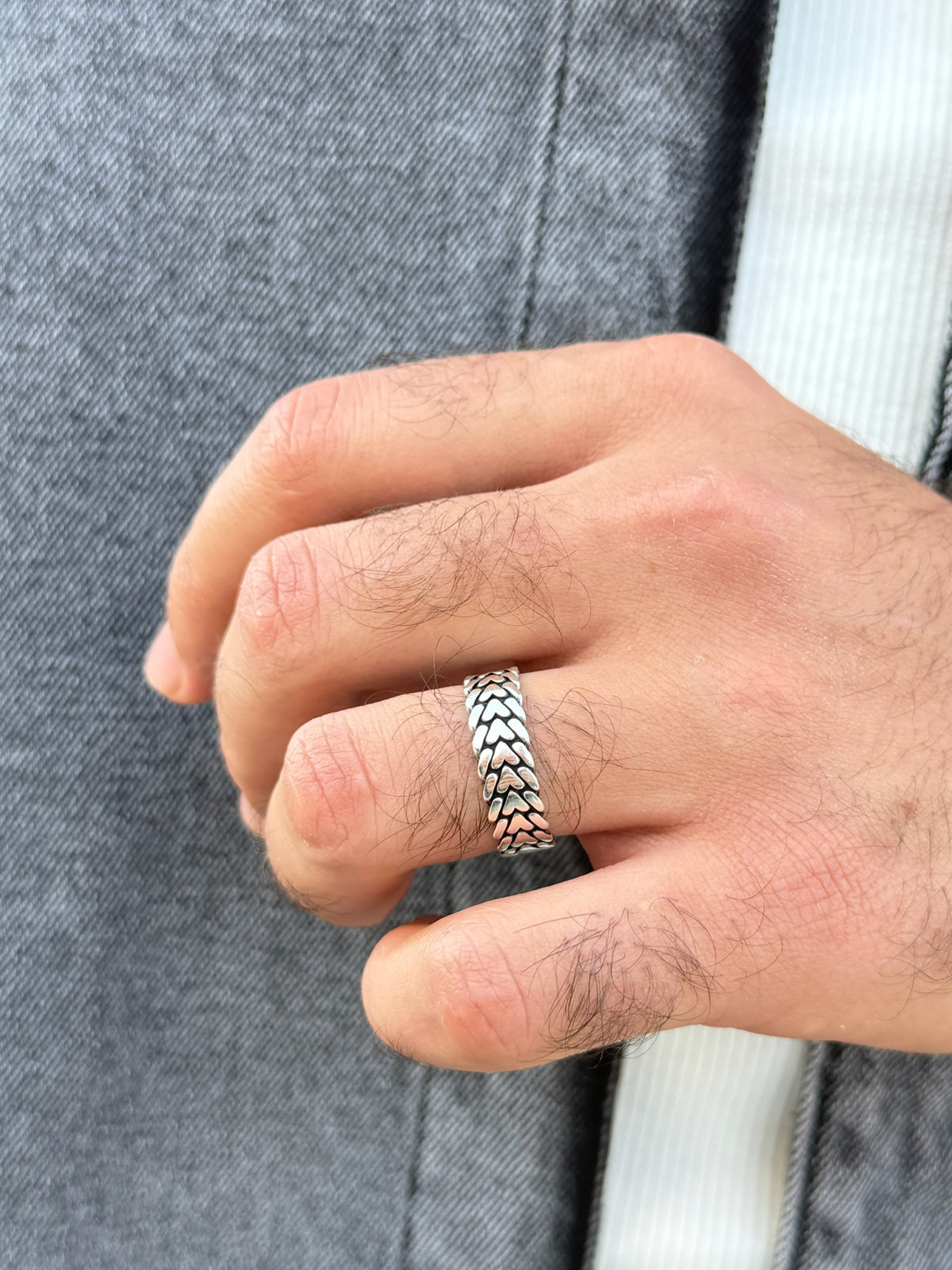 Dragon bone Engagement Ring in Sterling Silver 925s -6.5mm-