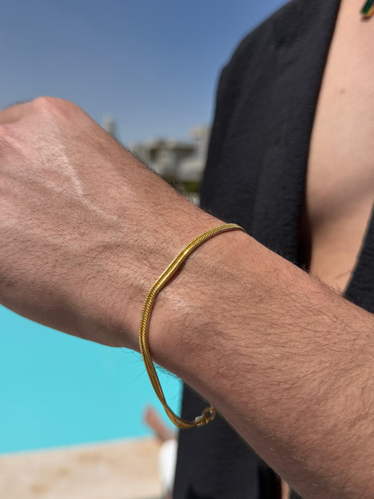 Double Rattail Bracelet Sterling Silver 925s- Gold Plated- 21cm