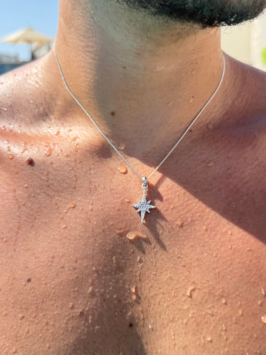 North Star Necklace for Men's Sterling Silver 925s