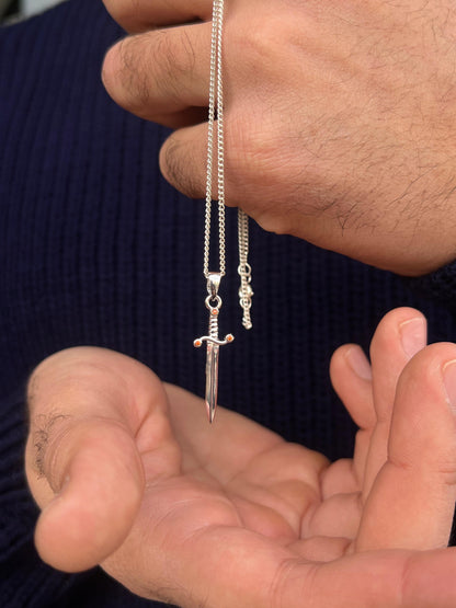 Sword- Grommet Necklace Sterling Silver 925s