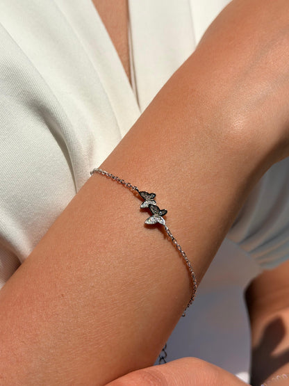 Zirconia butterflies Bracelet -in Sterling Silver -925