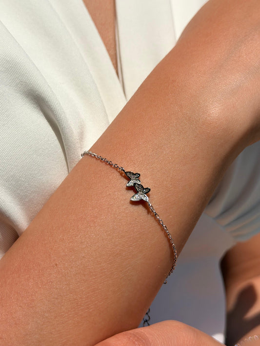 Zirconia butterflies Bracelet -in Sterling Silver -925