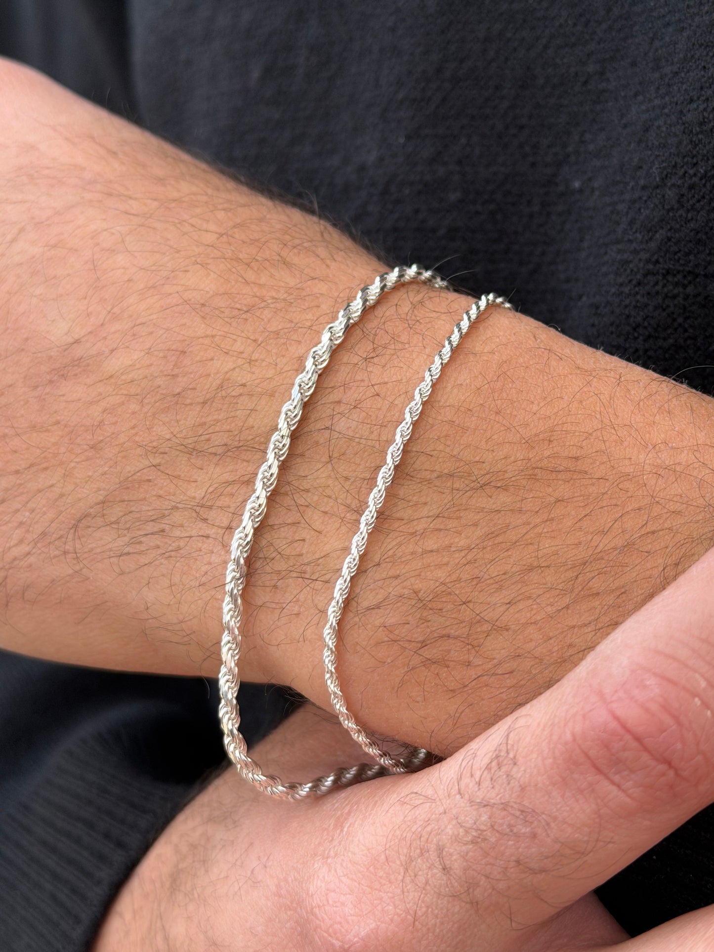 Rope Bracelet for Men's Sterling Silver 925s-21cm