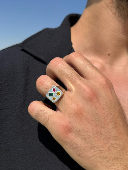 Gem Signature Ring in Sterling Silver 925s
