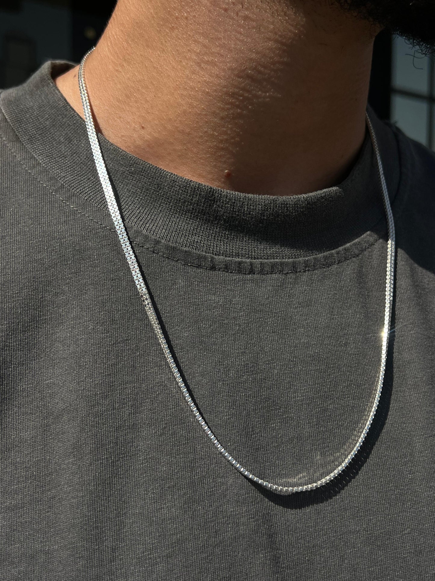 Double box Chain For Men Sterling Silver925-(29cm-3mm)