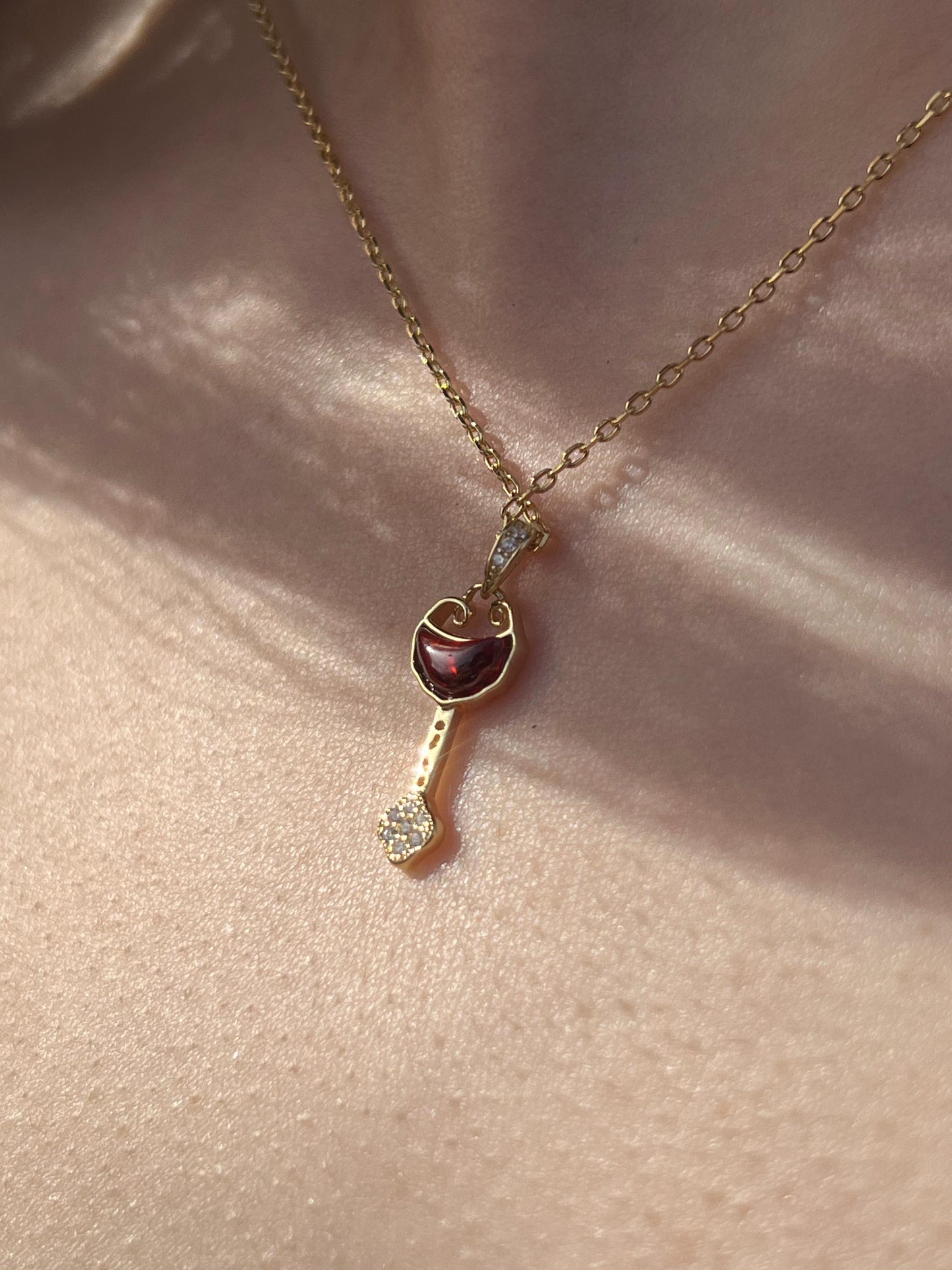 Fine Gold plated GarniKey Necklace-in Sterling Silver -925