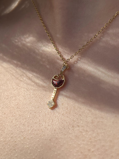 Fine Gold plated GarniKey Necklace-in Sterling Silver -925