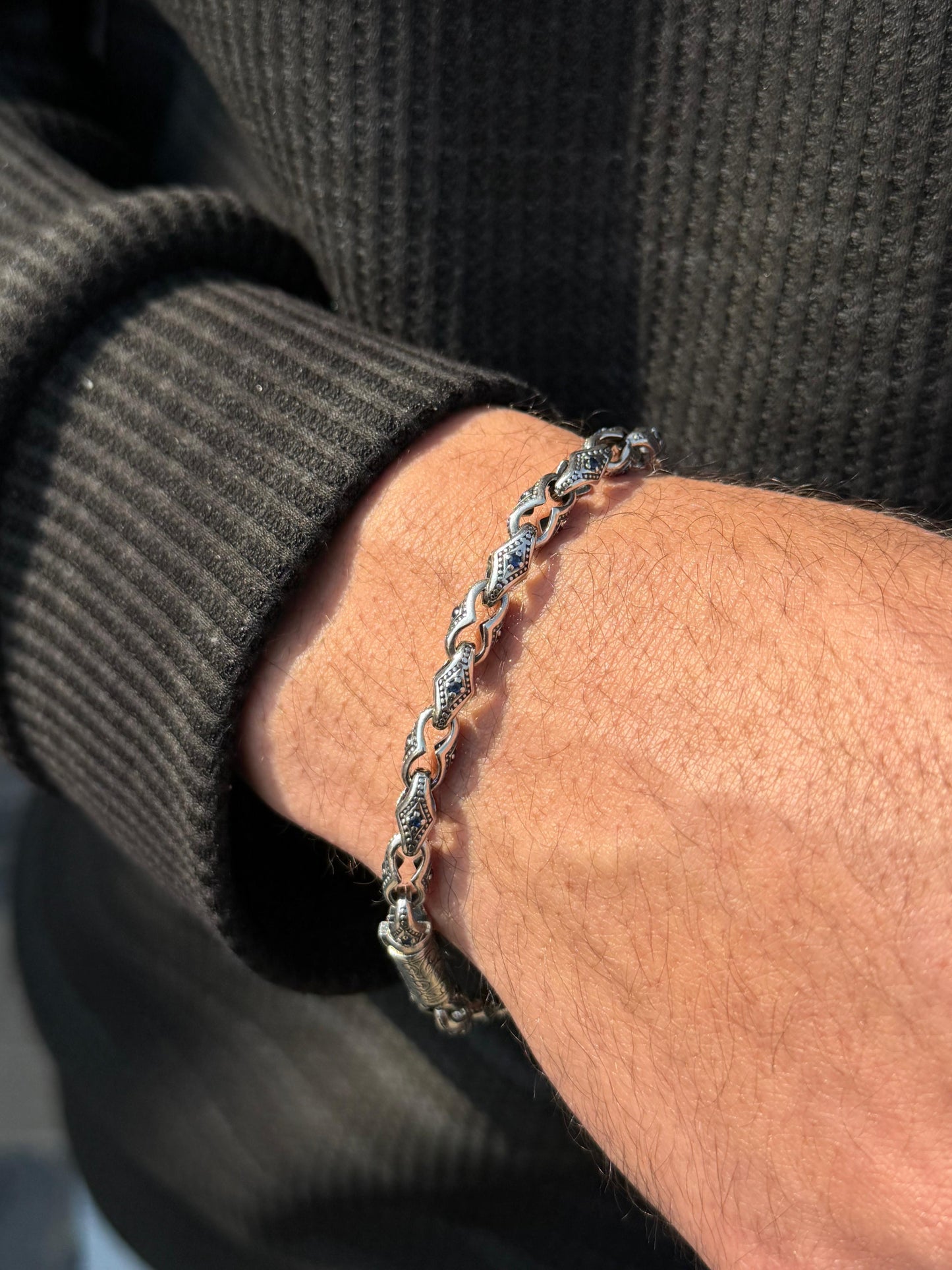 Argent Wolf-S925 Sterling Silver Bracelet for men-20.5cm-6mm