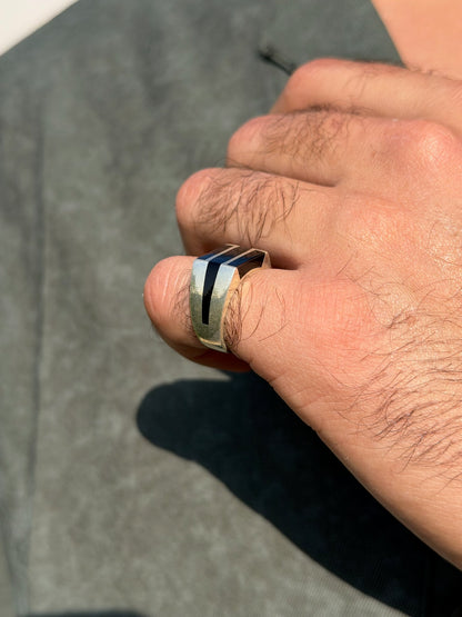 Dual Obsidian Ring in Sterling Silver 925s