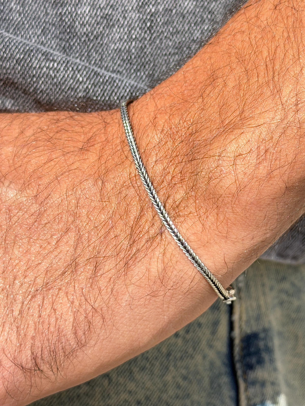 Rift V Flow  Bracelet for Men's Sterling Silver 925s -2mm-