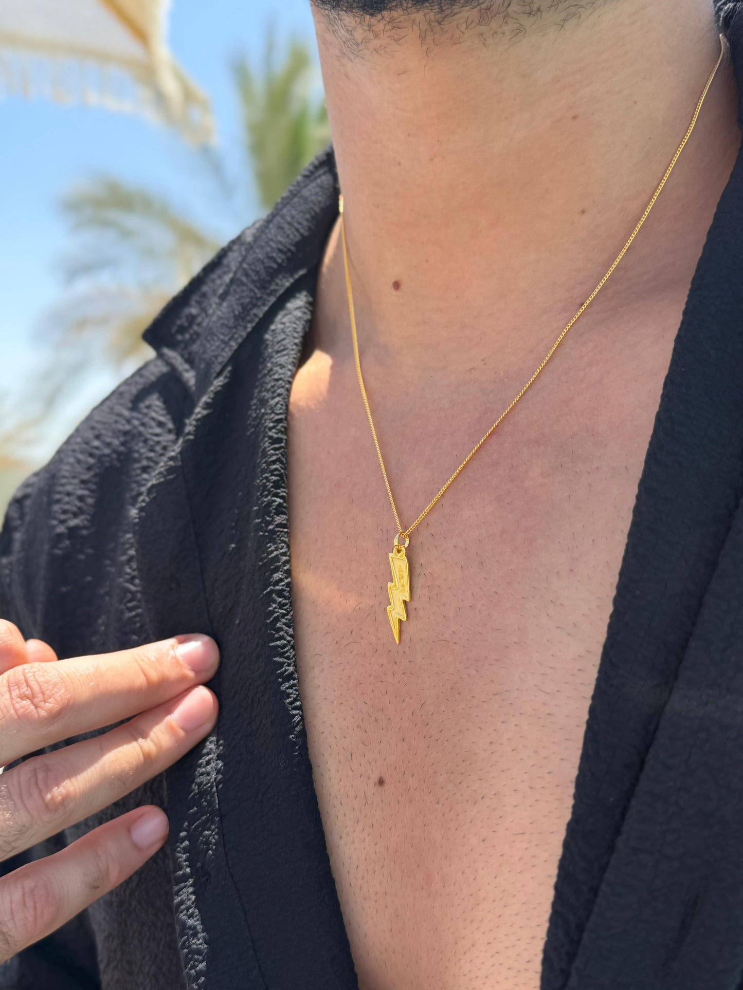 Thunderbolt Necklace Sterling Silver 925s-Fine Gold Plated