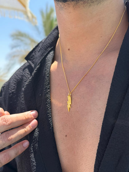 Thunderbolt Necklace Sterling Silver 925s-Fine Gold Plated