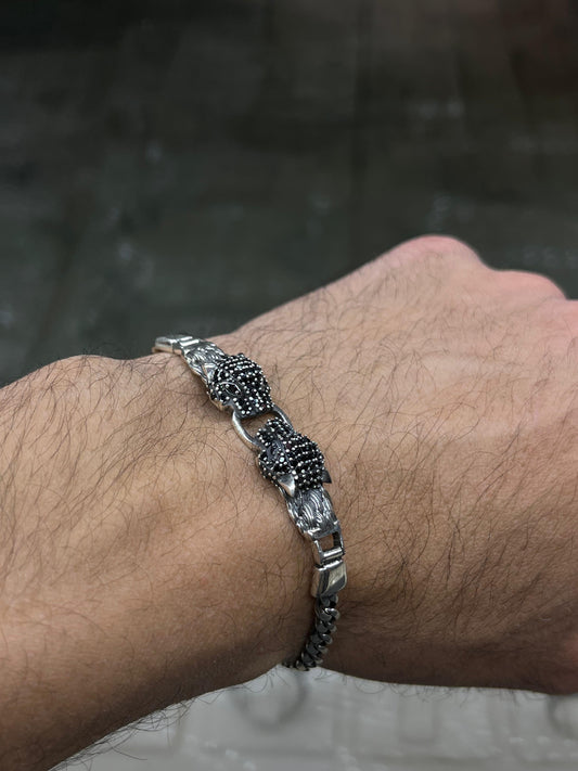 Zirconia Jaguar Link Bracelet Exclusive Bracelet S925 Sterling Silver for men
