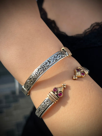 Handcrafted Arabic Cuff Bangle — Sterling Silver