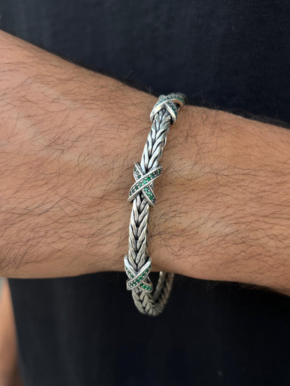 X-Link Power Bangle for Men's Sterling Silver 925s-22cm