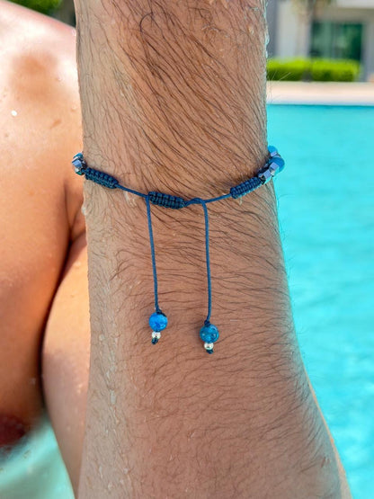 Azure beads Adjustable Macramé Bracelet