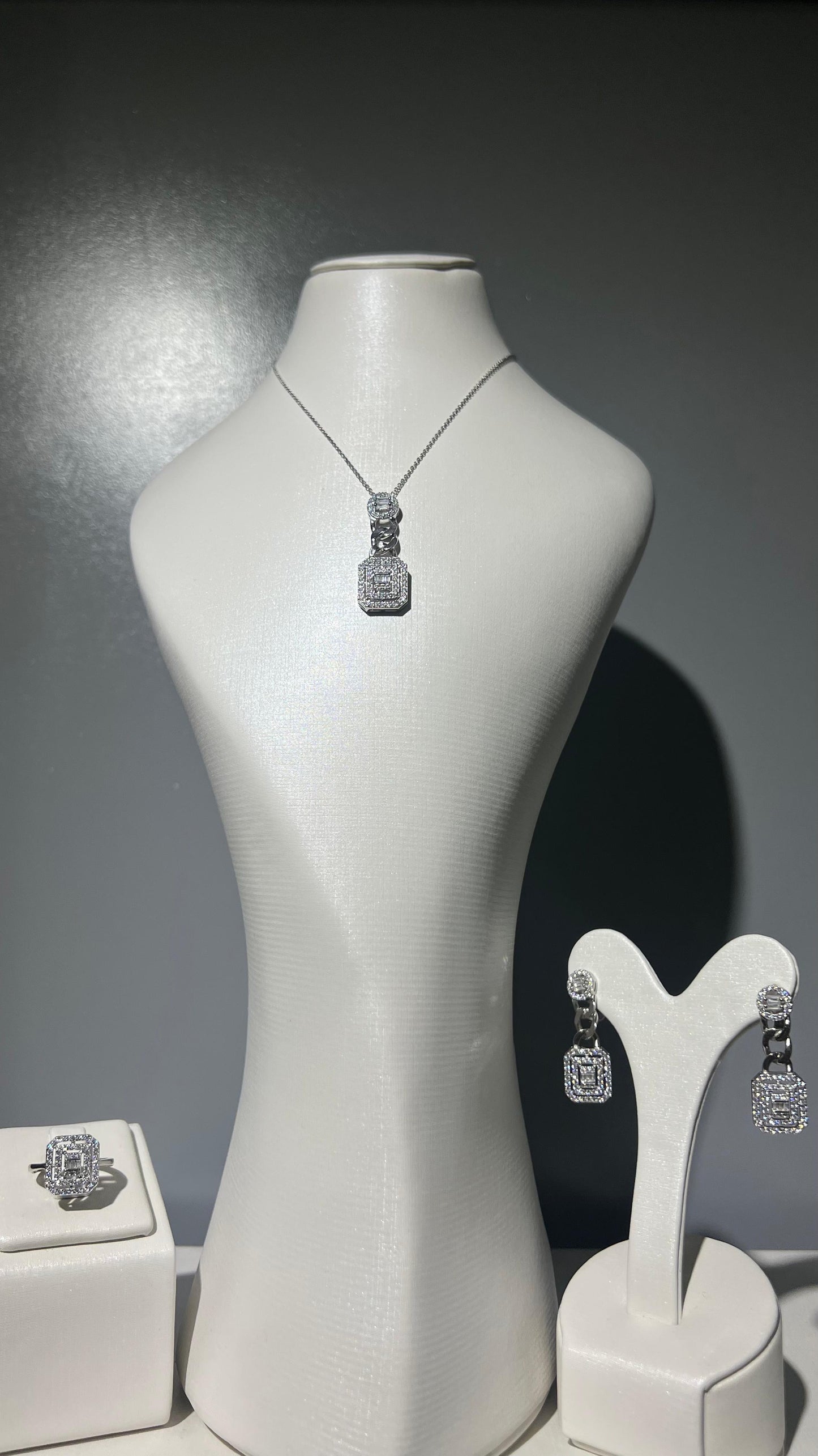 Clear cubic half set pure silver S925-