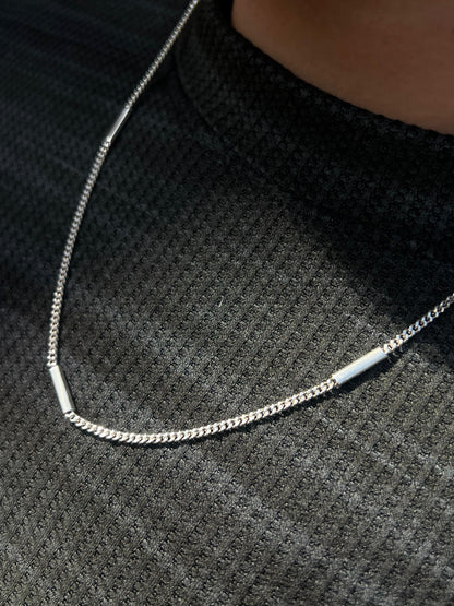 Sleek Bar Necklace for Men's Sterling Silver 925s- (55cm)