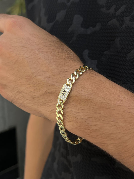 Gold plated Monaco chain Bracelet for Men's Sterling Silver 925s
