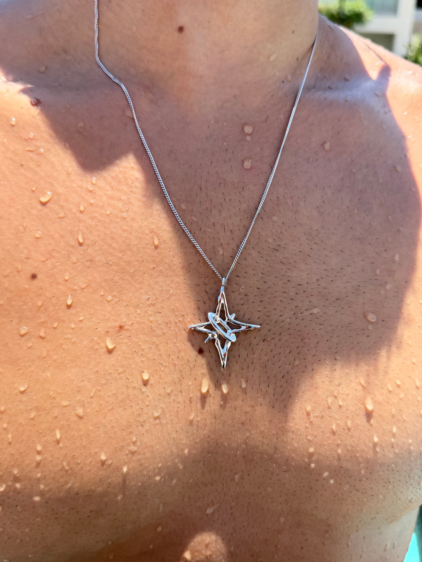 Big Stellar star Necklace in Sterling Silver 925s