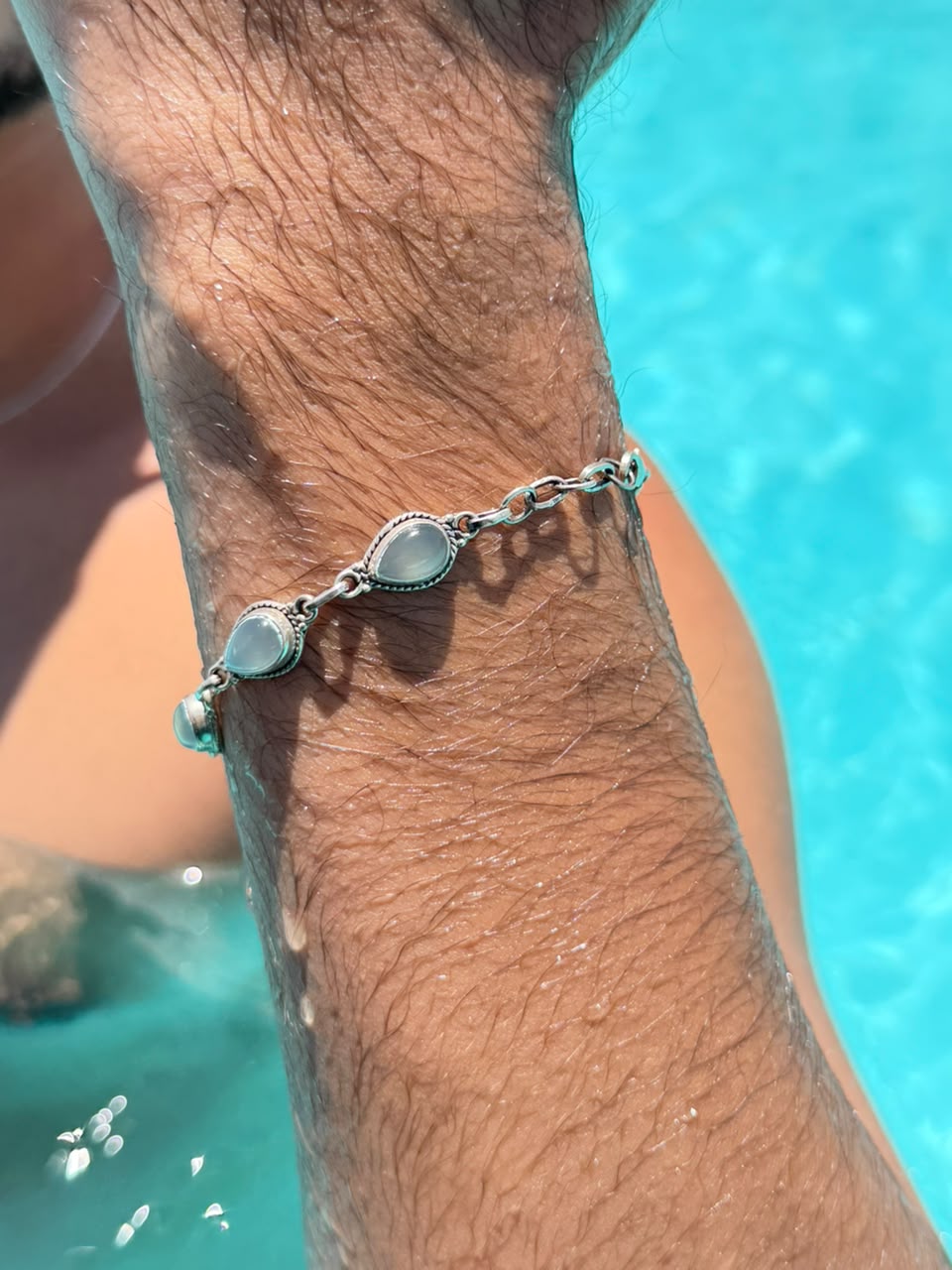 A moon stone  Bracelet Sterling Silver 925s-19cm
