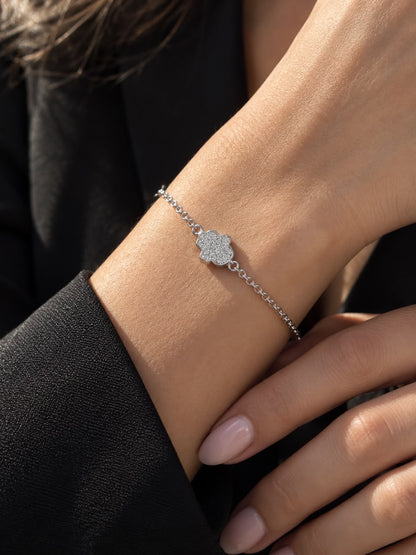 Zirconia Hamsa Bracelet -in Sterling Silver -925