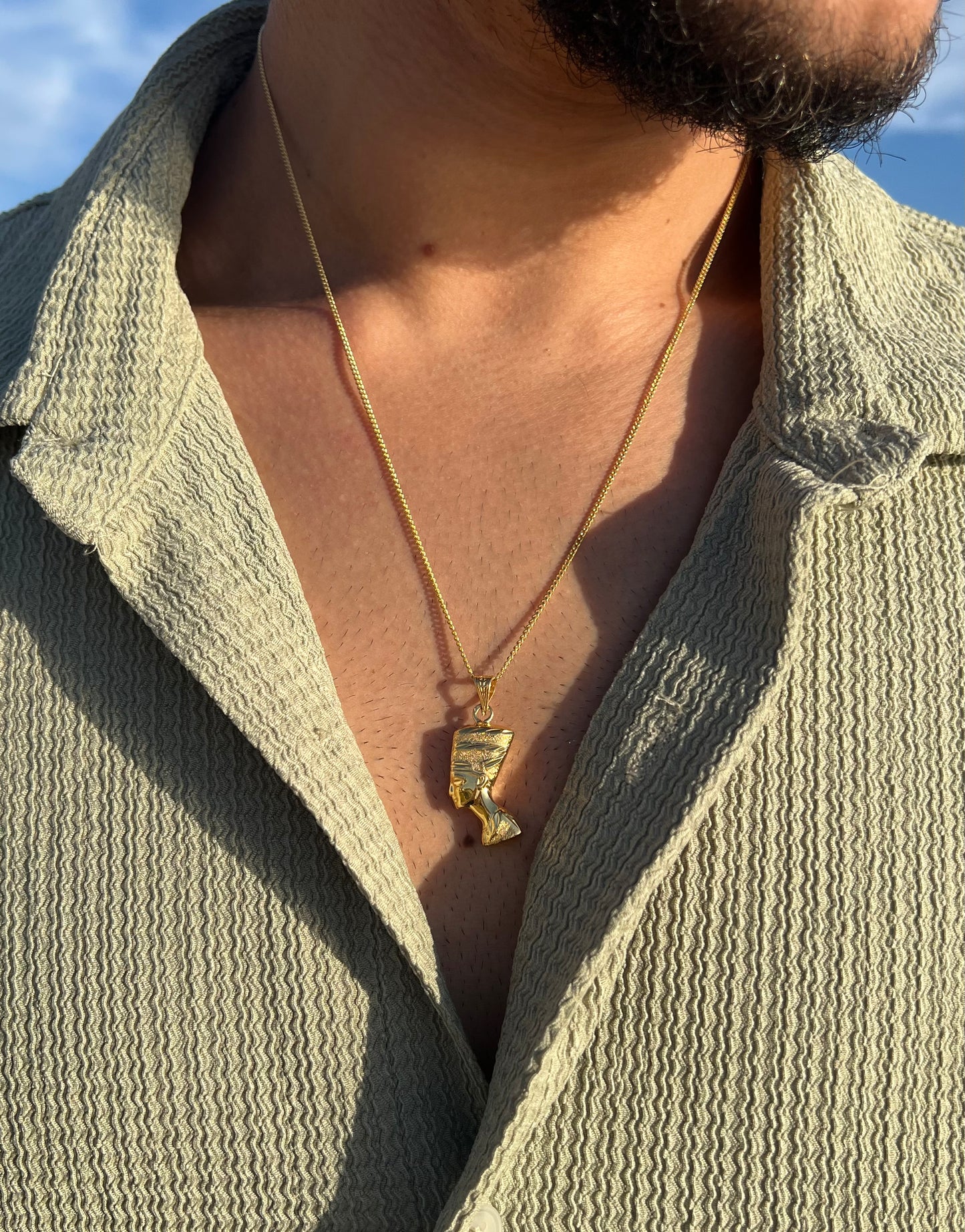 Premium- Nefertiti Necklace in Sterling Silver 925s- Real 21K Gold Plated