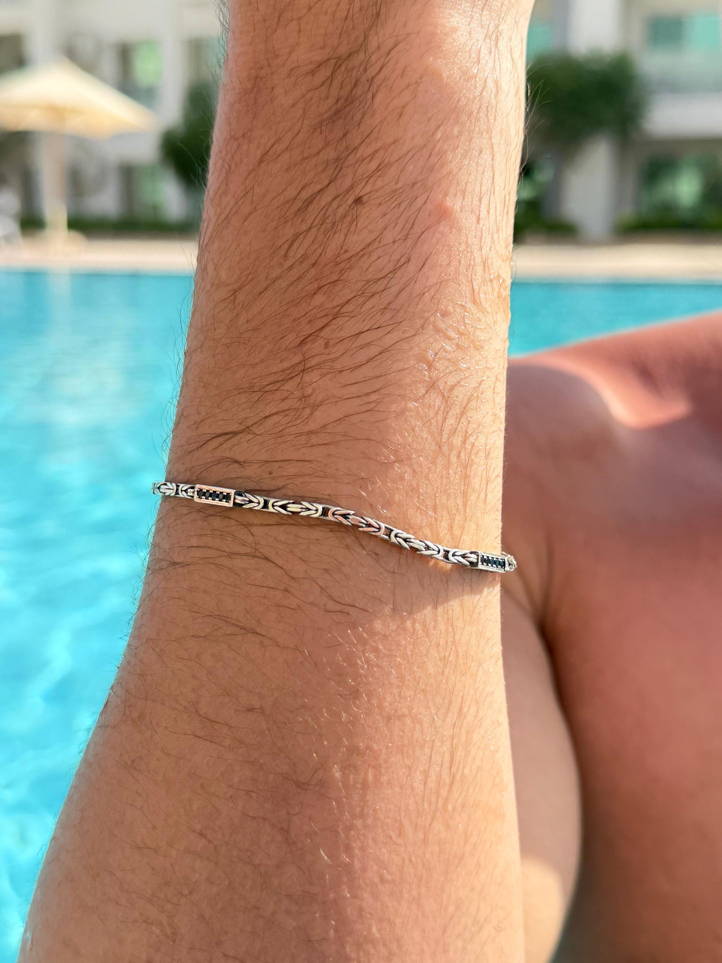 Navy King Bracelet Sterling Silver 925s-(21cm-2.5mm)