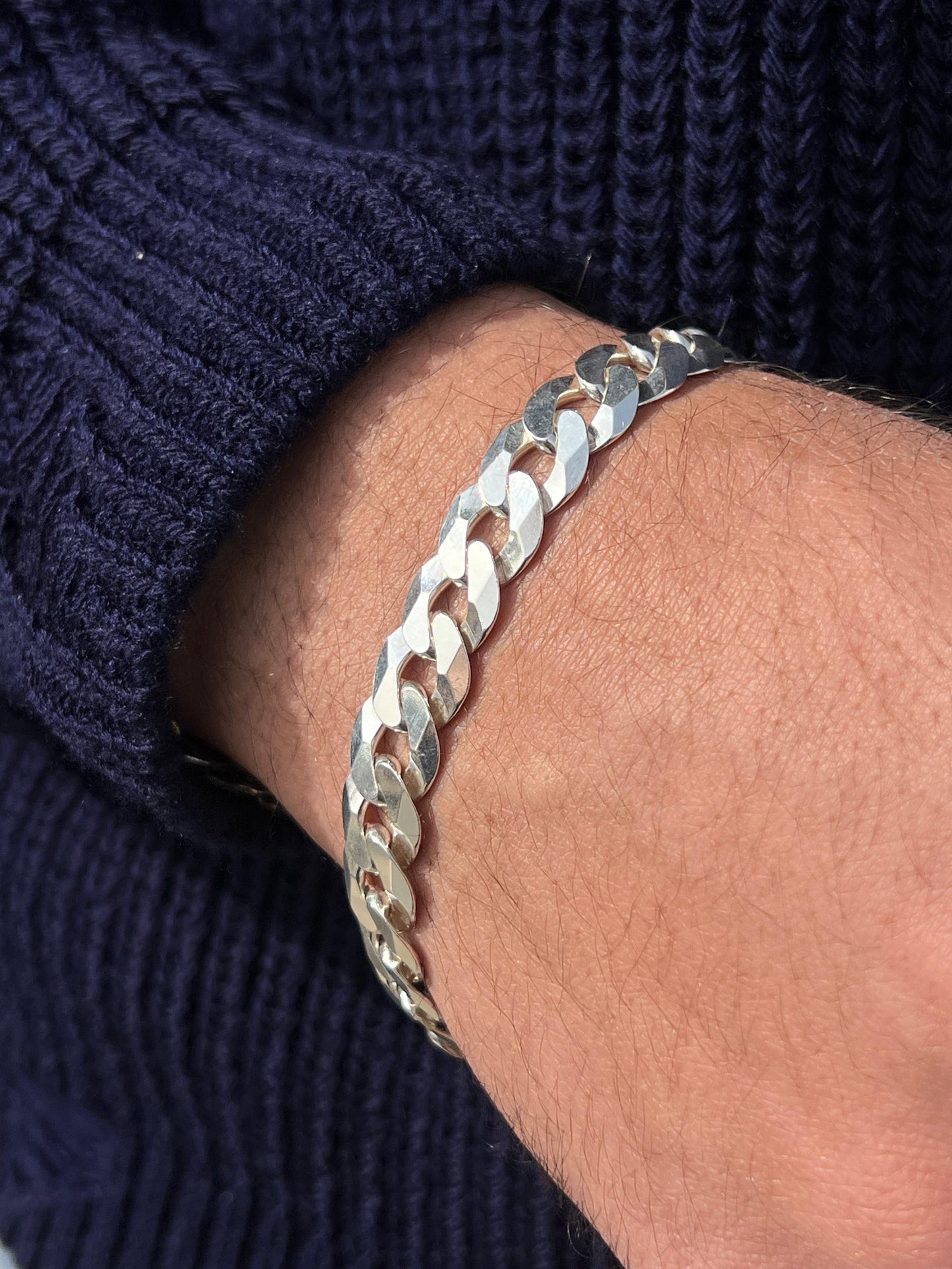 Miami Grommet Bracelet-Pure Silver 925(21cm-12mm)