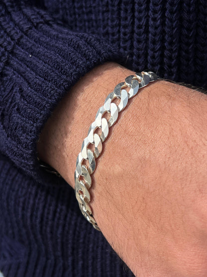 Miami Grommet Bracelet-Pure Silver 925(21cm-12mm)