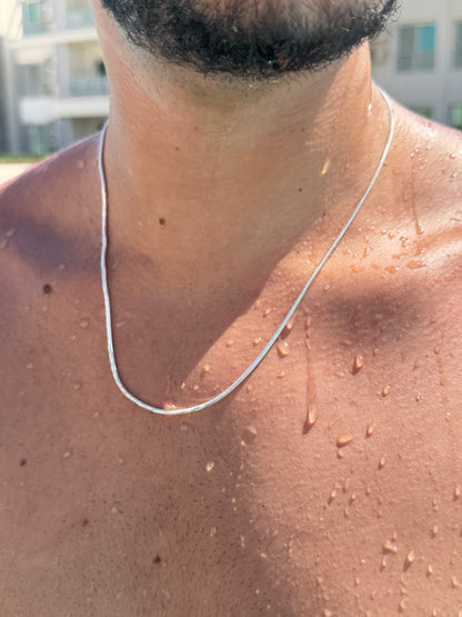 Rattail Necklace for Men's Sterling Silver 925s-(1.5mm-50cm)