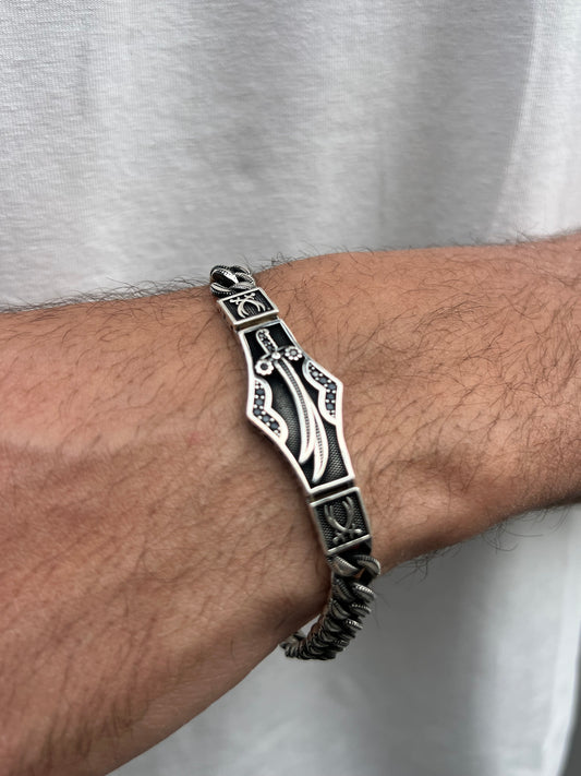 Shadow Sword Vein Bracelet for Men's Sterling Silver 925s-18cm