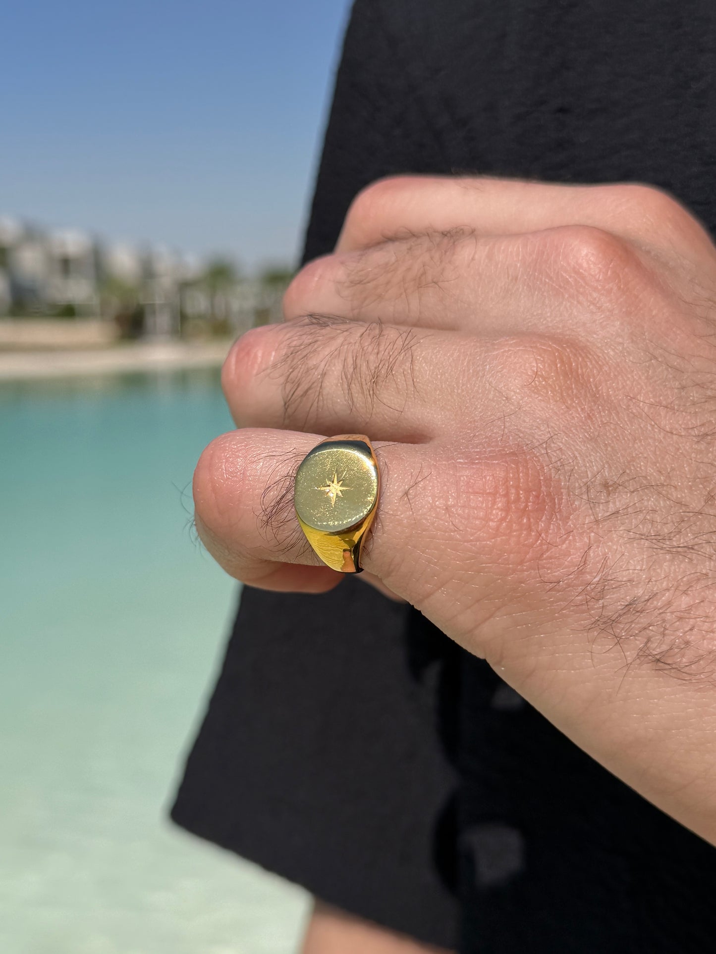 Star Drop Ring in Sterling Silver 925s-Fine Gold Plated