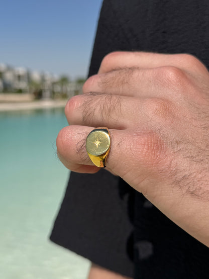 Star Drop Ring in Sterling Silver 925s-Fine Gold Plated