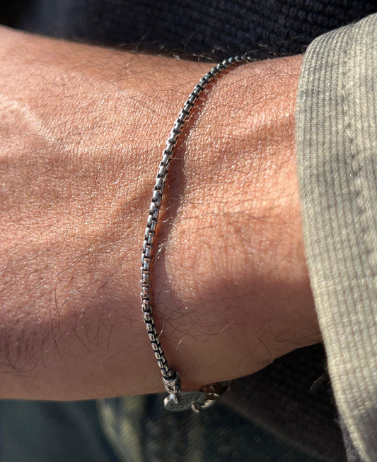 Cubic Chain S925 Sterling Silver Bracelet (20cm-2mm)