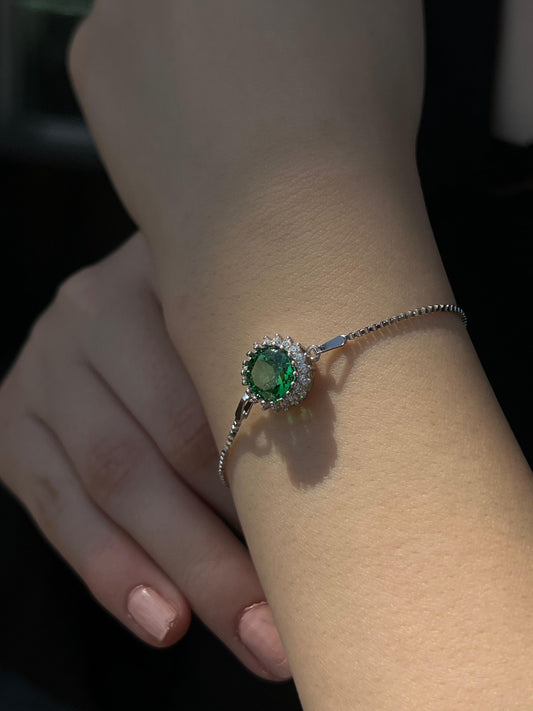 Green Zirconia Bracelet -in Sterling Silver -925