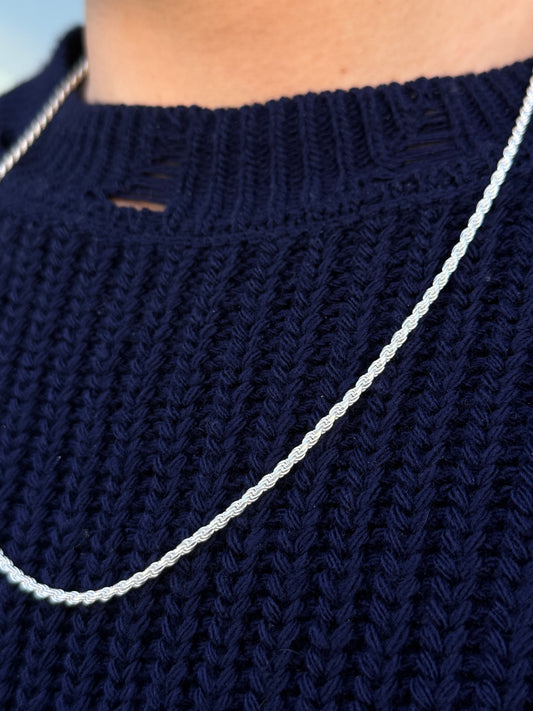 White Rope Necklace for Men's Sterling Silver 925s(60cm-3mm)