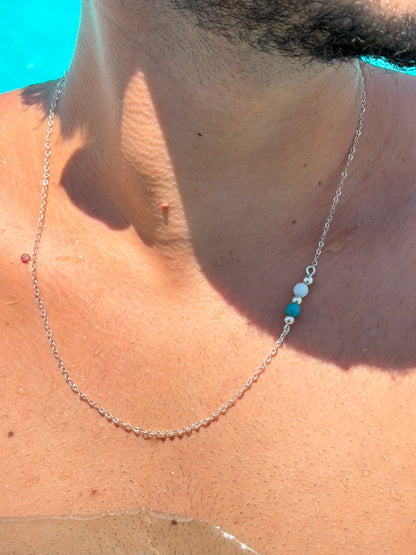 Turquoise Beaded Necklace in Sterling Silver 925s