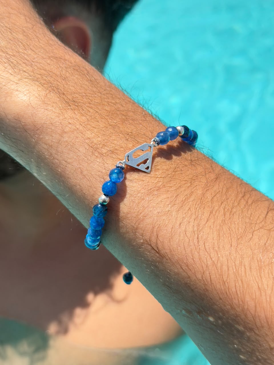 SuperMan Azure beads Adjustable Macramé Bracelet