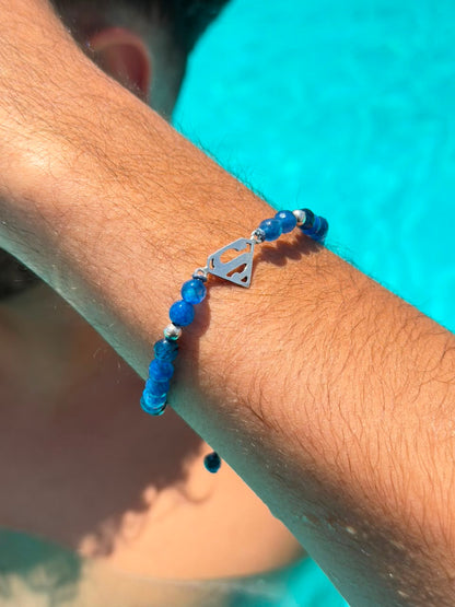 SuperMan Azure beads Adjustable Macramé Bracelet