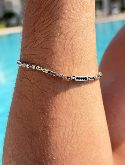 Navy King Bracelet Sterling Silver 925s-(21cm-2.5mm)