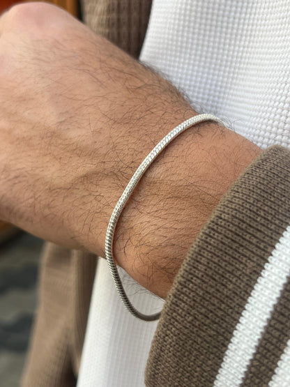 Rattail Bracelet for Men's Sterling Silver 925s (20.5cm-3mm)